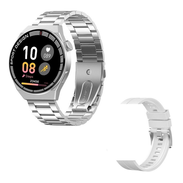 G3Pro 1.28-Inch Health Monitoring Bluetooth Call Smart Watch With NFC, Color: Silver Three-bead Steel