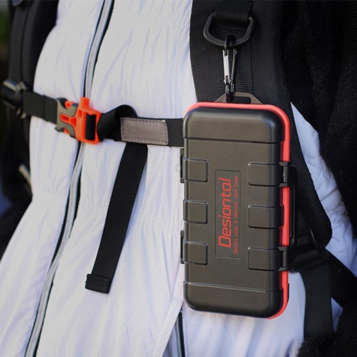 Desiontal LP-E6 Waterproof SD Card Holder Camera Battery Case(Black)