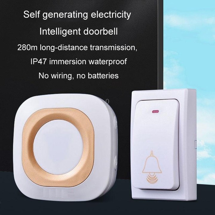 Flash Wireless Home Doorbell Self-Generated Smart Remote Control Doorbell Without Batteries, Specification: 1 For 2 White(UK Plu