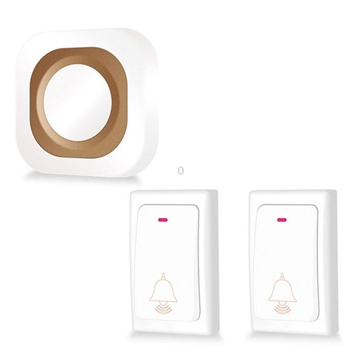 Flash Wireless Home Doorbell Self-Generated Smart Remote Control Doorbell Without Batteries, Specification: 2 For 1 White(UK Plu