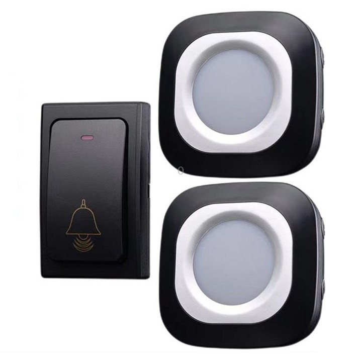 Flash Wireless Home Doorbell Self-Generated Smart Remote Control Doorbell Without Batteries, Specification: 1 For 2 Black(UK Plu