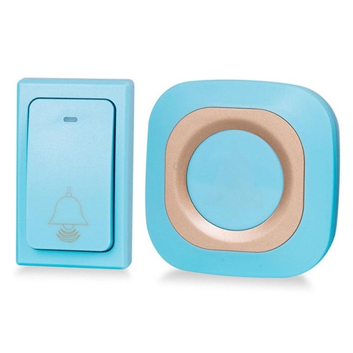 Flash Wireless Home Doorbell Self-Generated Smart Remote Control Doorbell Without Batteries, Specification: 1 For 1 Blue(UK Plug