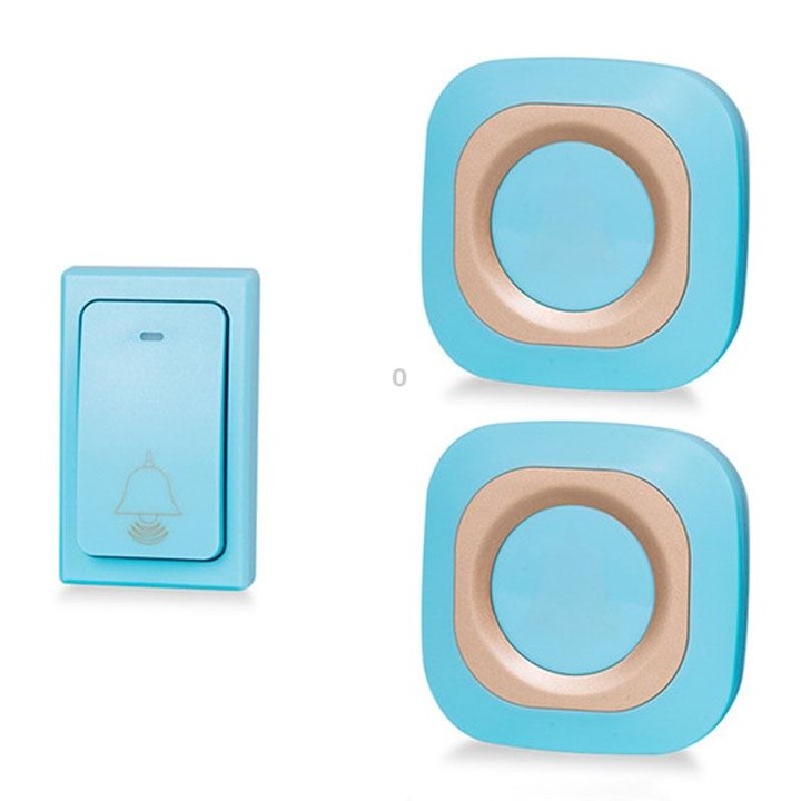 Flash Wireless Home Doorbell Self-Generated Smart Remote Control Doorbell Without Batteries, Specification: 1 For 2 Blue(UK Plug