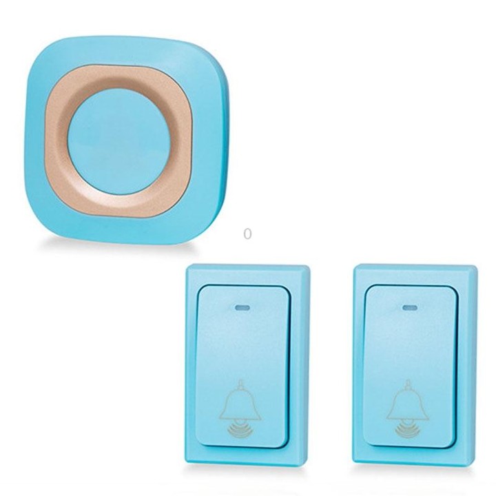 Flash Wireless Home Doorbell Self-Generated Smart Remote Control Doorbell Without Batteries, Specification: 2 For 1 Blue(UK Plug