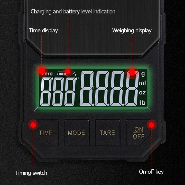 Battery Model 2kg/0.1g Portable Toolbox Digital Scale Jewelry Weighing Tool with Timing
