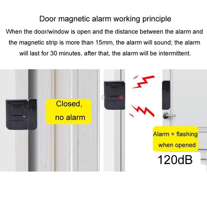 Door Magnetic Wireless Bell Door And Window Alarms Strong Adhesive Wolfproof Anti-theft Alarms(Black)
