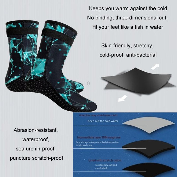 3mm Waterproof Long Beach Diving Socks Warm Non-slip Snorkeling Socks, Size: XS(Starsky Blue)