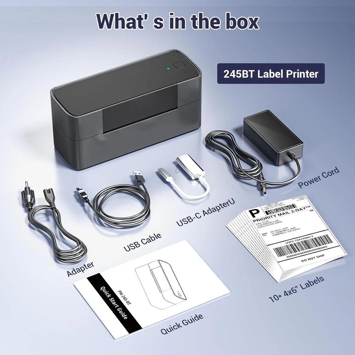 Phomemo PM245-BT Bluetooth Shipping Label Printer Support Labels Width 1- 4.6 Inch(EU Plug)