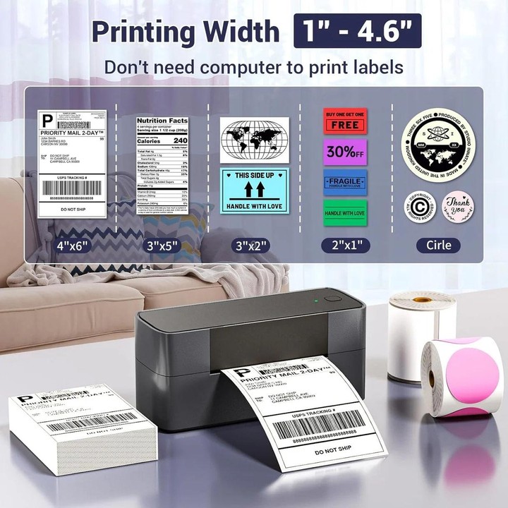 Phomemo PM245-BT Bluetooth Shipping Label Printer Support Labels Width 1- 4.6 Inch(UK Plug)