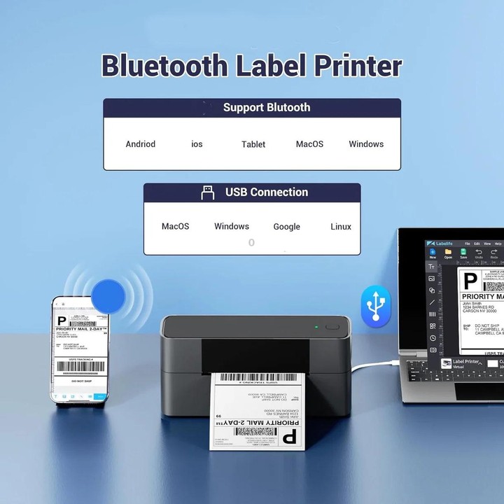 Phomemo PM245-BT Bluetooth Shipping Label Printer Support Labels Width 1- 4.6 Inch(UK Plug)