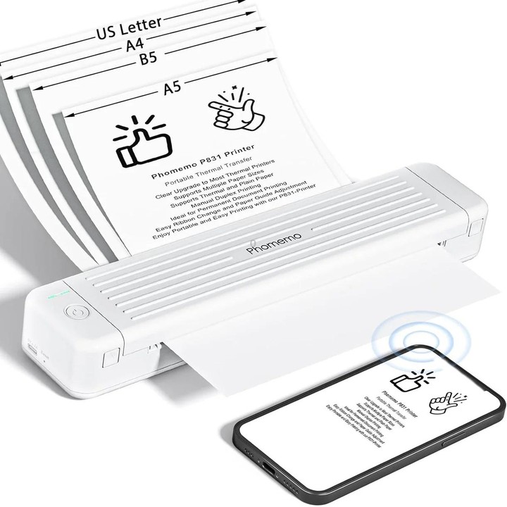 Phomemo P831 Bluetooth Portable Thermal Transfer Printer Support A4 / Letter / A5 / B5 Plain Paper Printing(Black)