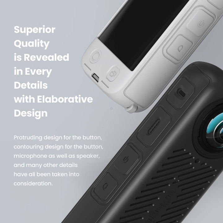 For Insta360 X4 AMagisn Silicone Protective Cover Body Case + Lens Cover Black