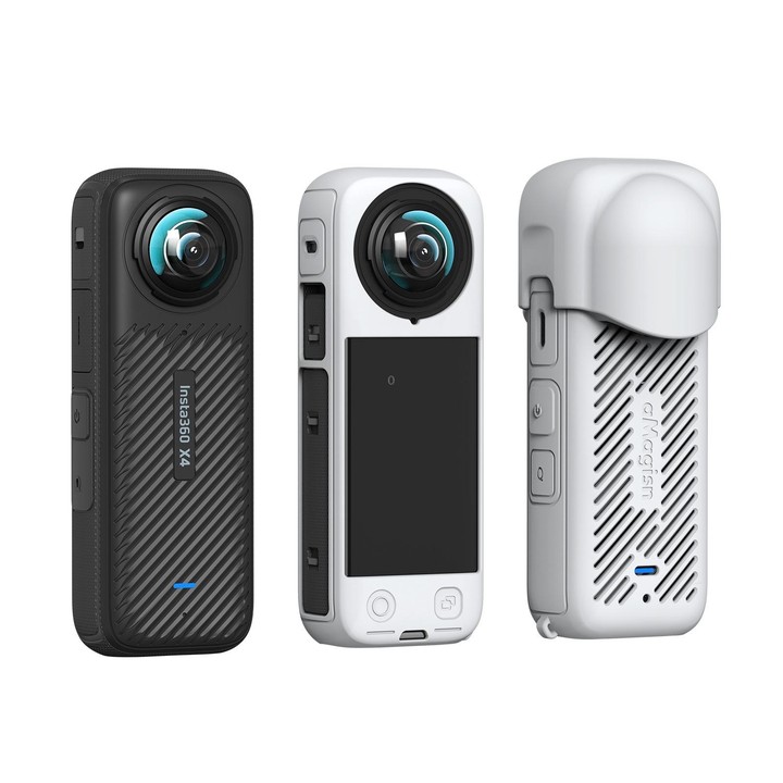 For Insta360 X4 AMagisn Silicone Protective Cover Body Case + Lens Cover Gray