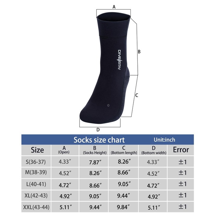 DIVESTAR Diving Neoprene Socks For Men Women Scuba Booties, Spec: 5mm Black(M 39-40)