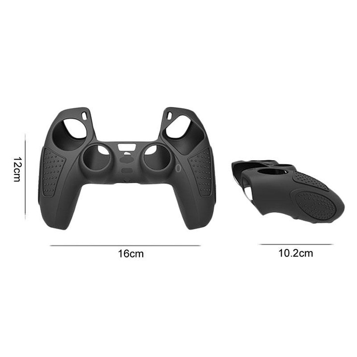 For PS5 Gamepad Silicone Protective Case Anti-Skid Soft Silicone Cover, Color: Black+8 Hats