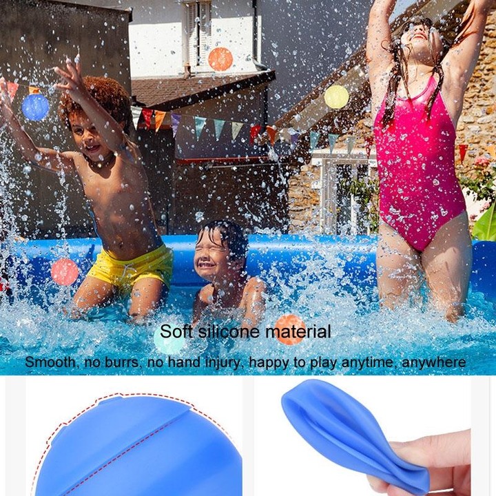 Summer Water Balloon Water Fight Kids Interactive Quick Fill Reusable Silicone Water Balloon(Gem Blue)