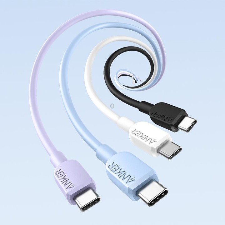 ANKER A81E2 1.8m 60W Dual Type-C Data Cell Phone Dual Head Fast Charging Cable(Black)