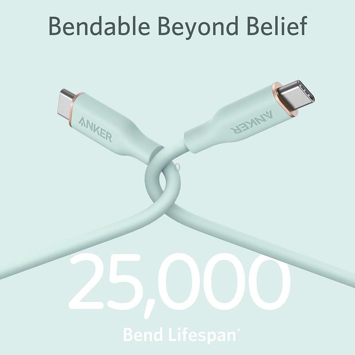 ANKER A8553 Powerline III 1.8m Skin Friendly Dual Type-C Data Cable PD100W Fast Charging Cable(Black)