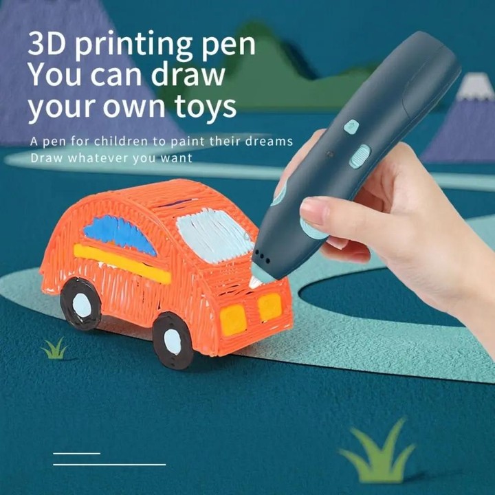 USB Charging Low-Temperature Wireless Graffiti Printing Pen Set Children DIY 3D Painting Pen(Blue)