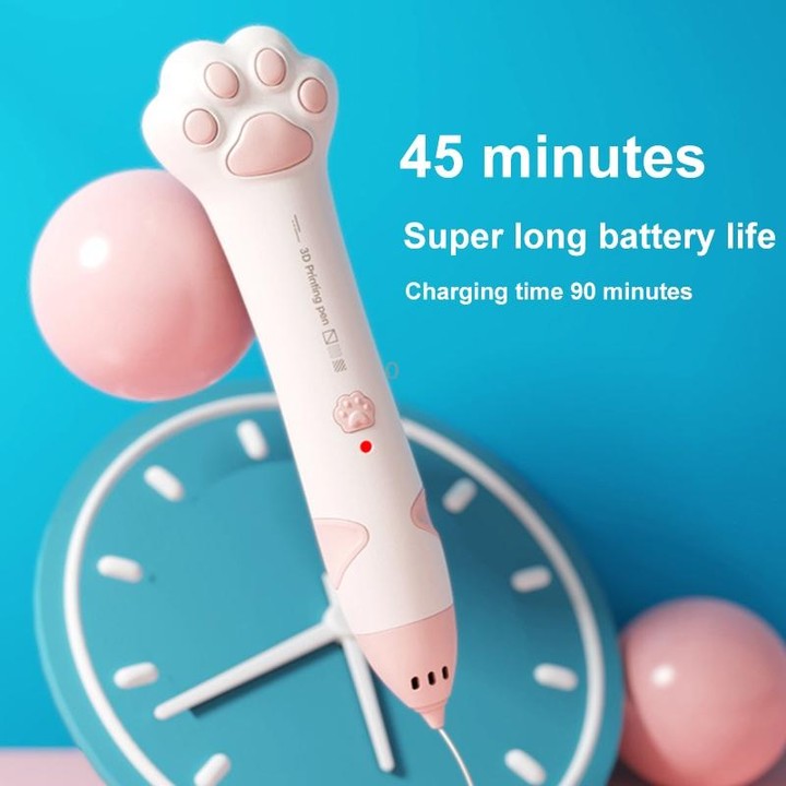 Cat Claw USB Charging Low Temperature 3D Printing Pen Children DIY Graffiti 3D Painting Pen(Mint Green)