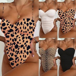Women One Piece Swimsuit Push Up Bandeau Thong Triangle Bathing Suit, Size: S(Black)