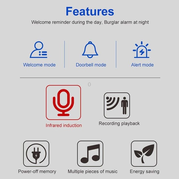 N911P Intelligent Infrared Sensor Recordable Doorbell Welcome Voice Prompt Loudspeaker