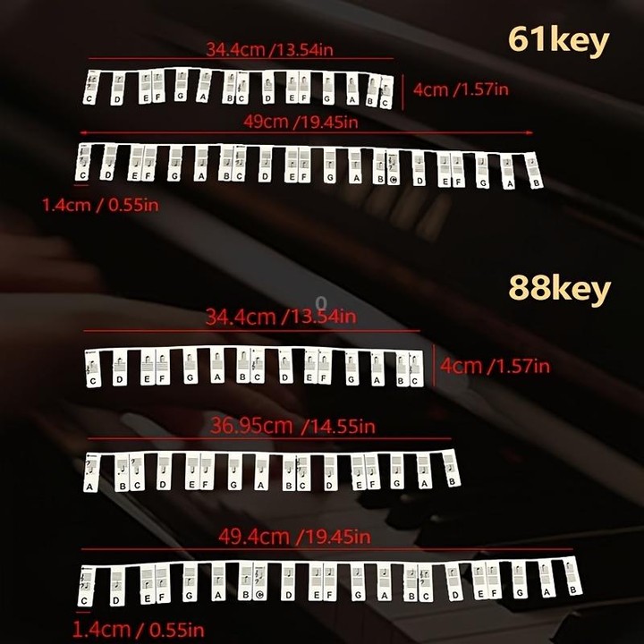 Silicone Piano Notes Guide Removable Piano Keyboard, Spec: 88 Keys White Bottom Color Text