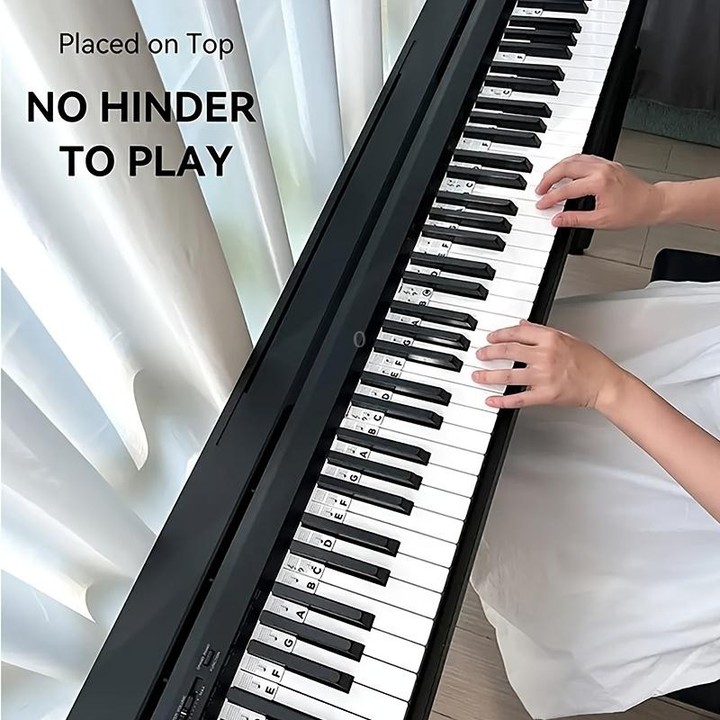 Silicone Piano Notes Guide Removable Piano Keyboard, Spec: 61 Keys White Bottom Black Text