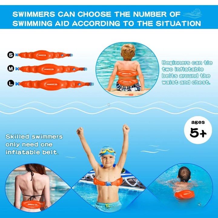 Swimming Auxiliary Belt Inflatable High Buoyancy Floaties for Swim Learning Beginners, Size: L