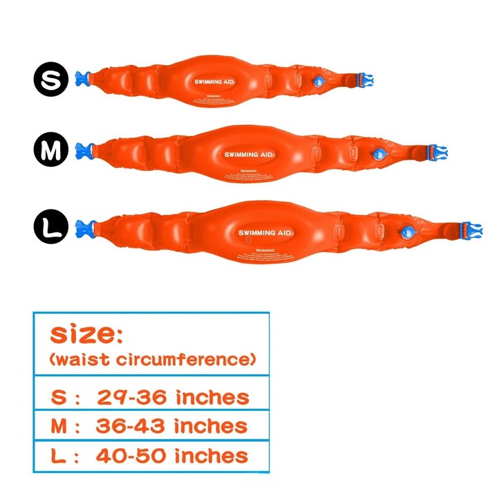 Swimming Auxiliary Belt Inflatable High Buoyancy Floaties for Swim Learning Beginners, Size: L