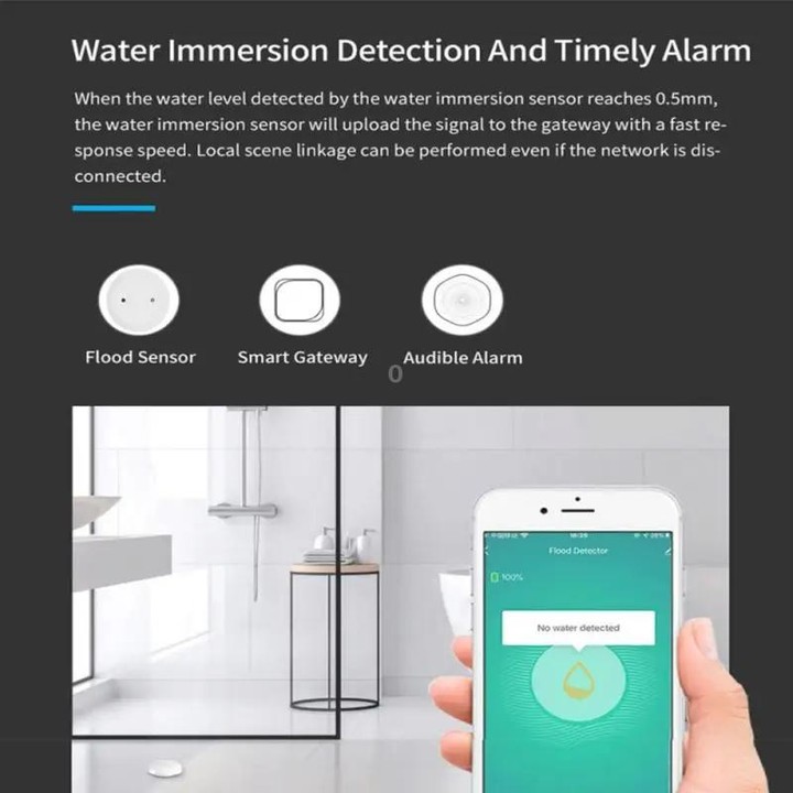 Zigbee Water Leak Detector Water Sensor Alarm Support Tuya APP / Google Assistant / Aleax / Yandex Alice