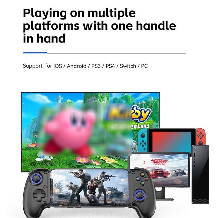 BSP-D10S Wireless Stretch Game Controller With Heat Dissipation Fan for Switch / Android / IOS / PC / PS3 / PS4(Black)