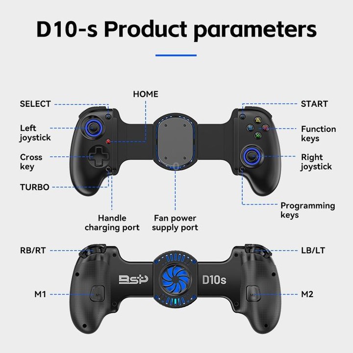 BSP-D10S Wireless Stretch Game Controller With Heat Dissipation Fan for Switch / Android / IOS / PC / PS3 / PS4(Pink)