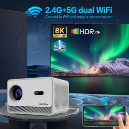 M10 Plus 1280x720P Projector 2.4G / 5G WIFI Bluetooth 5.2 Android 11 System Home Cinema UK Plug