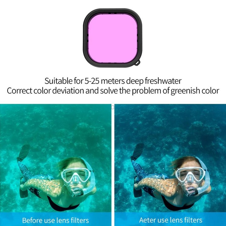 TELESIN GP-WTP-901 45m Diving Shell, For GoPro HERO12 Black / HERO11 Black / HERO10 Black / HERO9 Black Shell+Filter Set