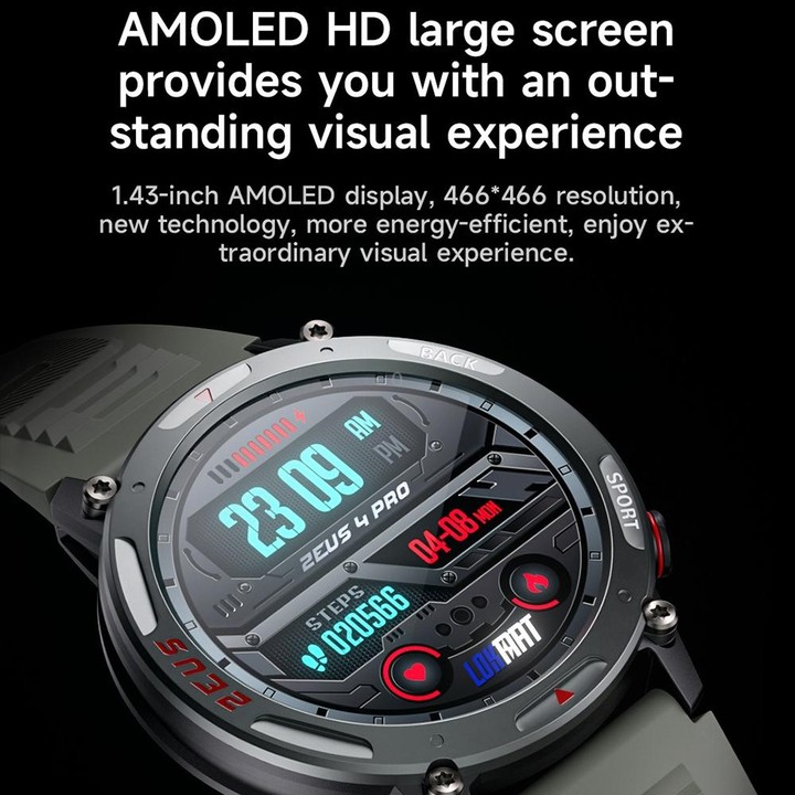 LOKMAT ZEUS4 PRO 1.43-Inch IP68 Waterproof Health Monitoring Bluetooth Call Smart Watch(Light Grey)