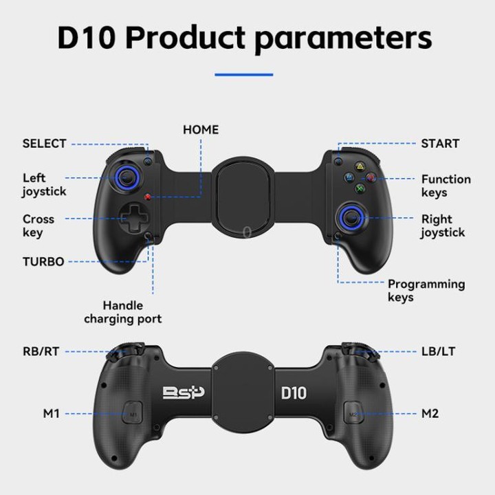 BSP-D10 Wireless Stretch Game Controller for Switch / Android / IOS / PC / PS3 / PS4(White)