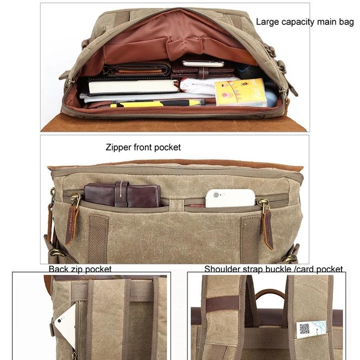 Vintage Camera Bag Waterproof Canvas Backpack with Laptop Compartment Tripod Holder(Dark Gray)