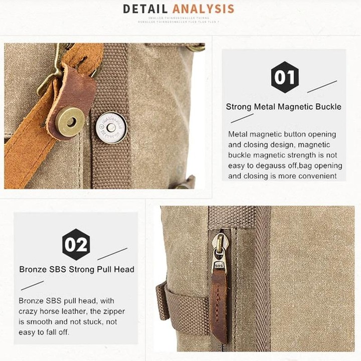Vintage Camera Bag Waterproof Canvas Backpack with Laptop Compartment Tripod Holder(Dark Gray)