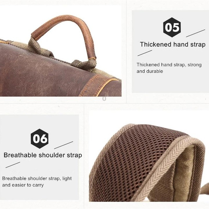 Vintage Camera Bag Waterproof Canvas Backpack with Laptop Compartment Tripod Holder(Dark Gray)