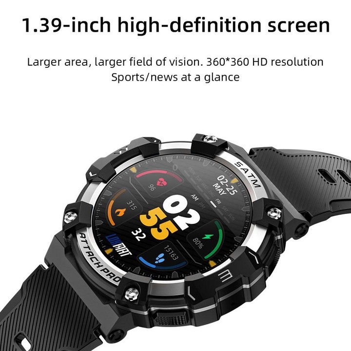 LOKMAT ATTACK 2 PRO 1.39-Inch 5ATM Waterproof Health Monitoring Bluetooth Smart Watch(Silver)