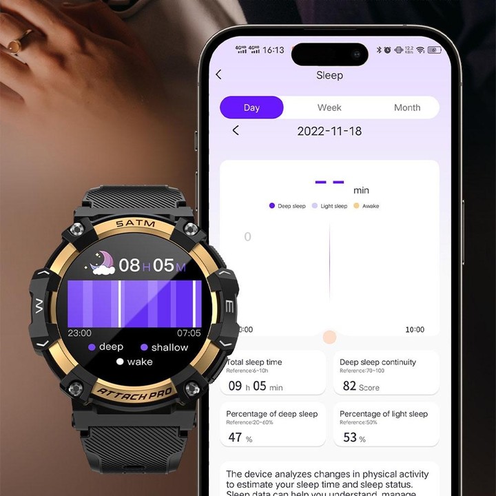 LOKMAT ATTACK 2 PRO 1.39-Inch 5ATM Waterproof Health Monitoring Bluetooth Smart Watch(Gold)