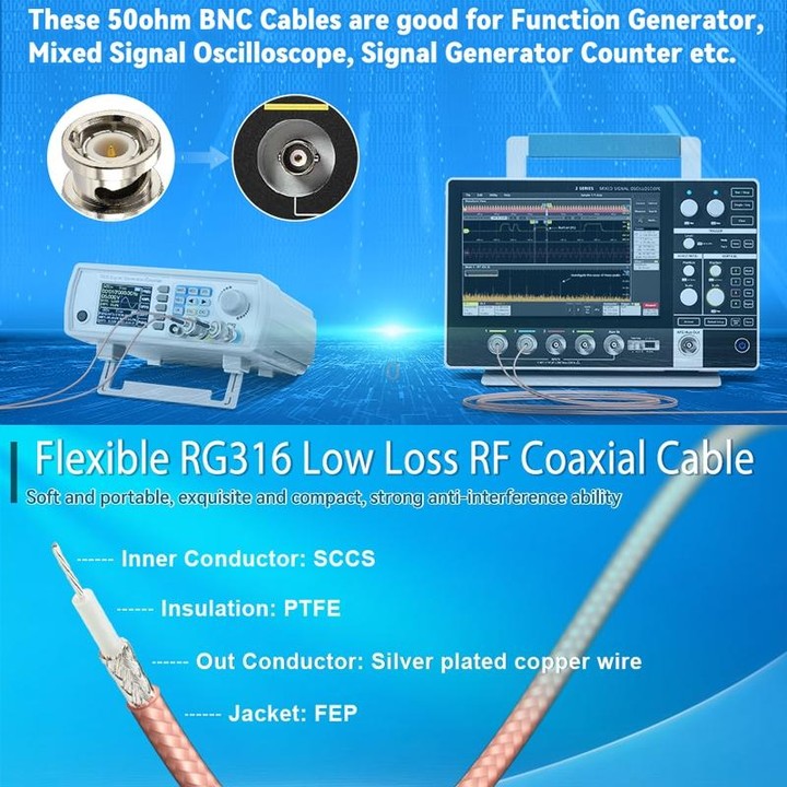 30cm BNC Male to Male RG316 RF Connection Cable BNC Extension Cable