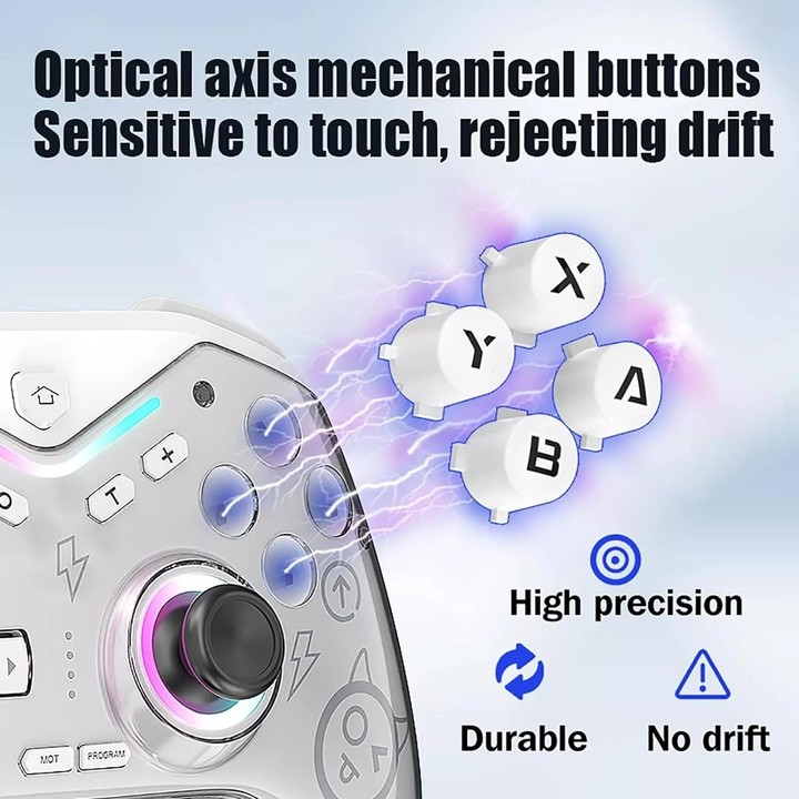 CM-619 Bluetooth Game Controller Programmable with RGB Lights for Switch / Steam Deck / PC / IOS / Android(Black)