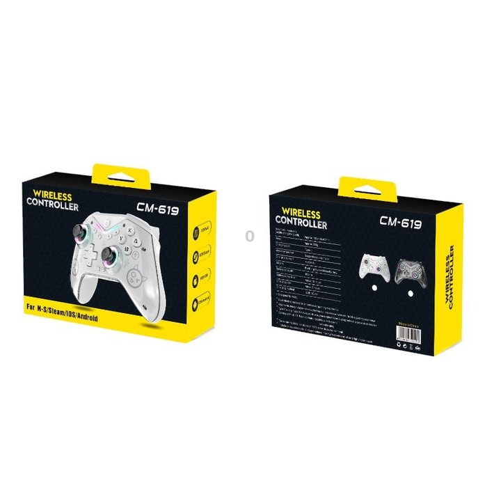 CM-619 Bluetooth Game Controller Programmable with RGB Lights for Switch / Steam Deck / PC / IOS / Android(Black)