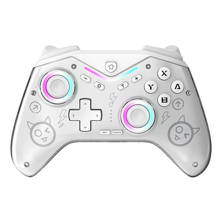 CM-619 Bluetooth Game Controller Programmable with RGB Lights for Switch / Steam Deck / PC / IOS / Android(White)