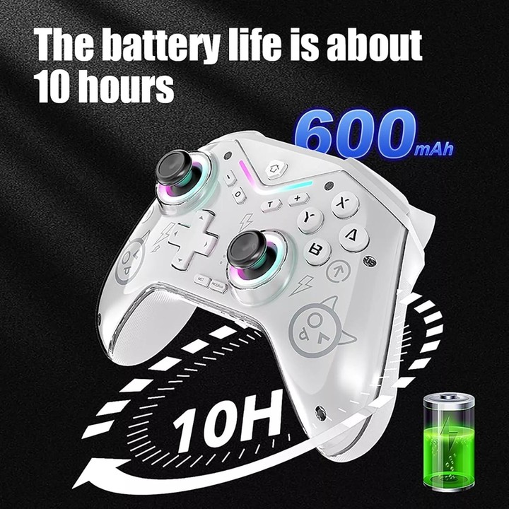 CM-619 Bluetooth Game Controller Programmable with RGB Lights for Switch / Steam Deck / PC / IOS / Android(White)
