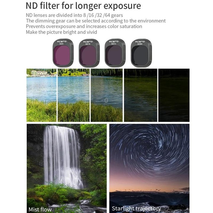For DJI Mini 4 Pro RCSTQ Filter HD Protective Mirror Drone Accessories, Style: ND-PL8+ND-PL16+ND-PL32+ND-PL64