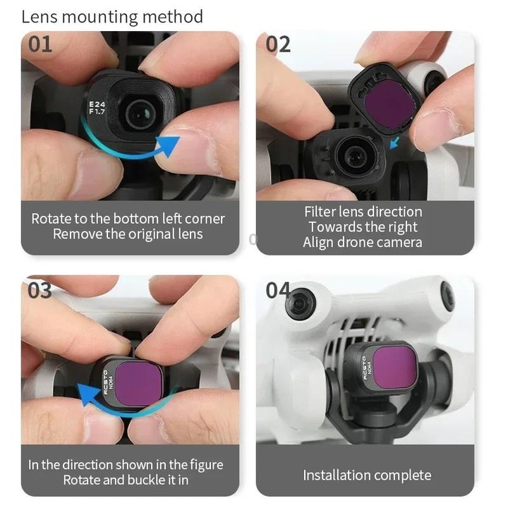 For DJI Mini 4 Pro RCSTQ Filter HD Protective Mirror Drone Accessories, Style: ND-PL8+ND-PL16+ND-PL32+ND-PL64