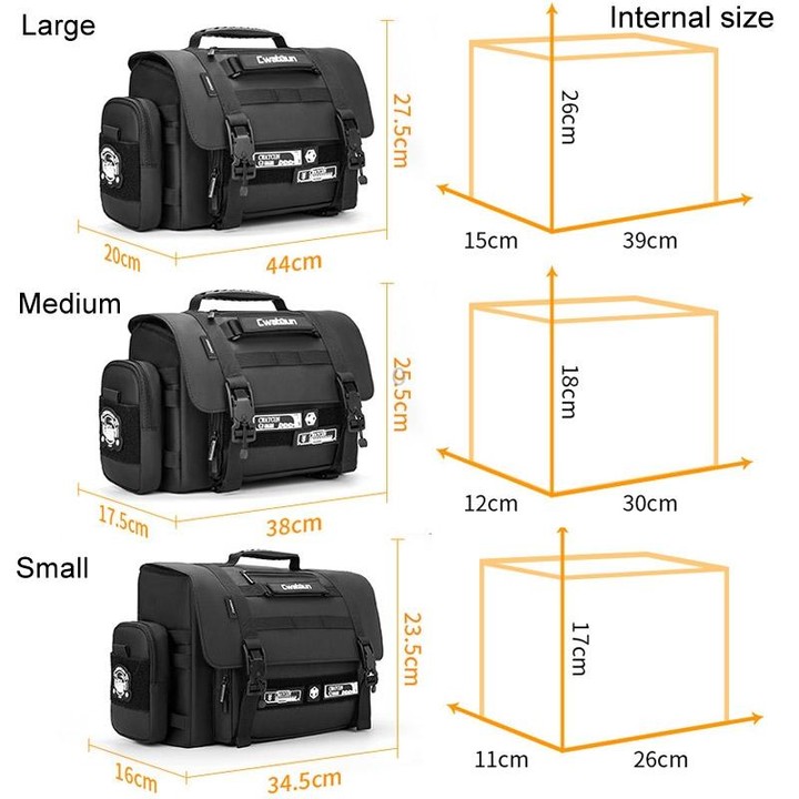 Cwatcun D115 Shoulder Crossbody Waterproof Leather Film DSLR Camera Bag, Color: Black Large